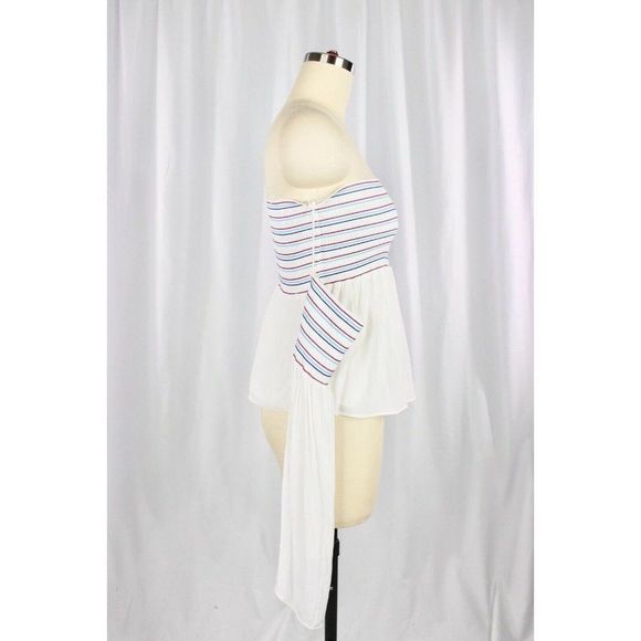 NWOT RAMY BROOK Giuliana White Silky Smocked Off Shoulder Blouse Top, Size XS - Picture 4 of 12